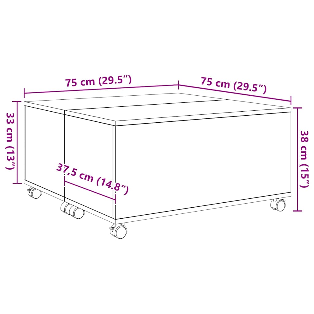 vidaXL Τραπεζάκι σαλονιού Μαύρη δρυς 75 x 75 x 38 cm