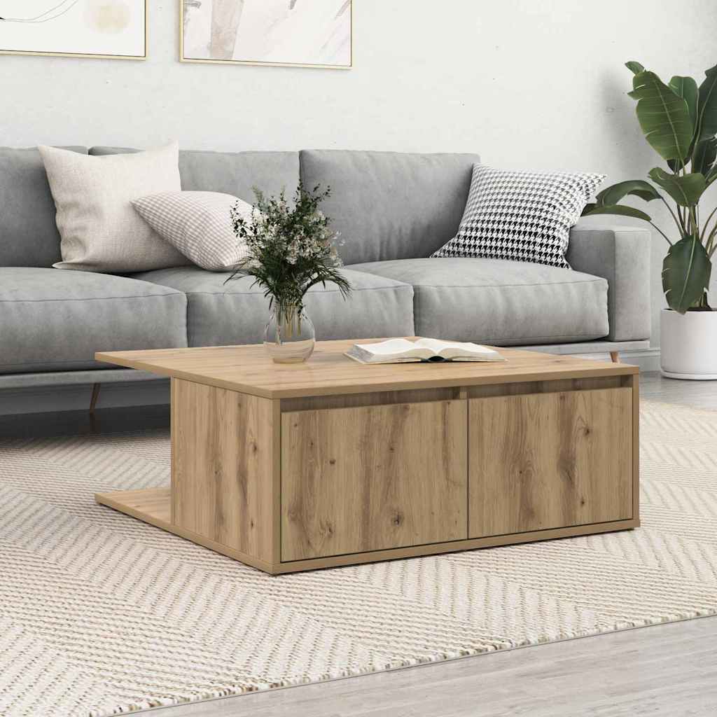 vidaXL Τραπεζάκι σαλονιού με συρτάρι artisan δρυς 80 x 80 x 31 cm