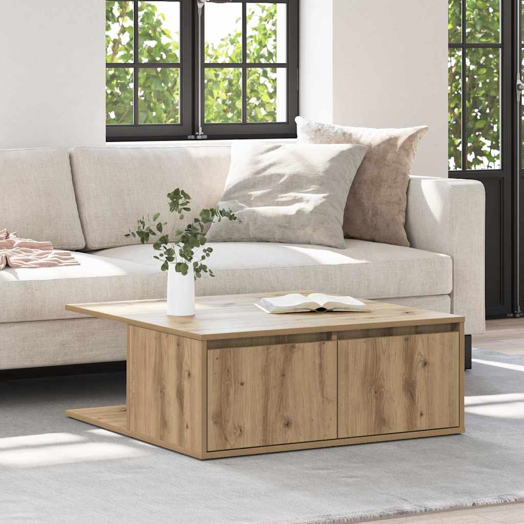 vidaXL Τραπεζάκι σαλονιού με συρτάρι artisan δρυς 80 x 80 x 31 cm