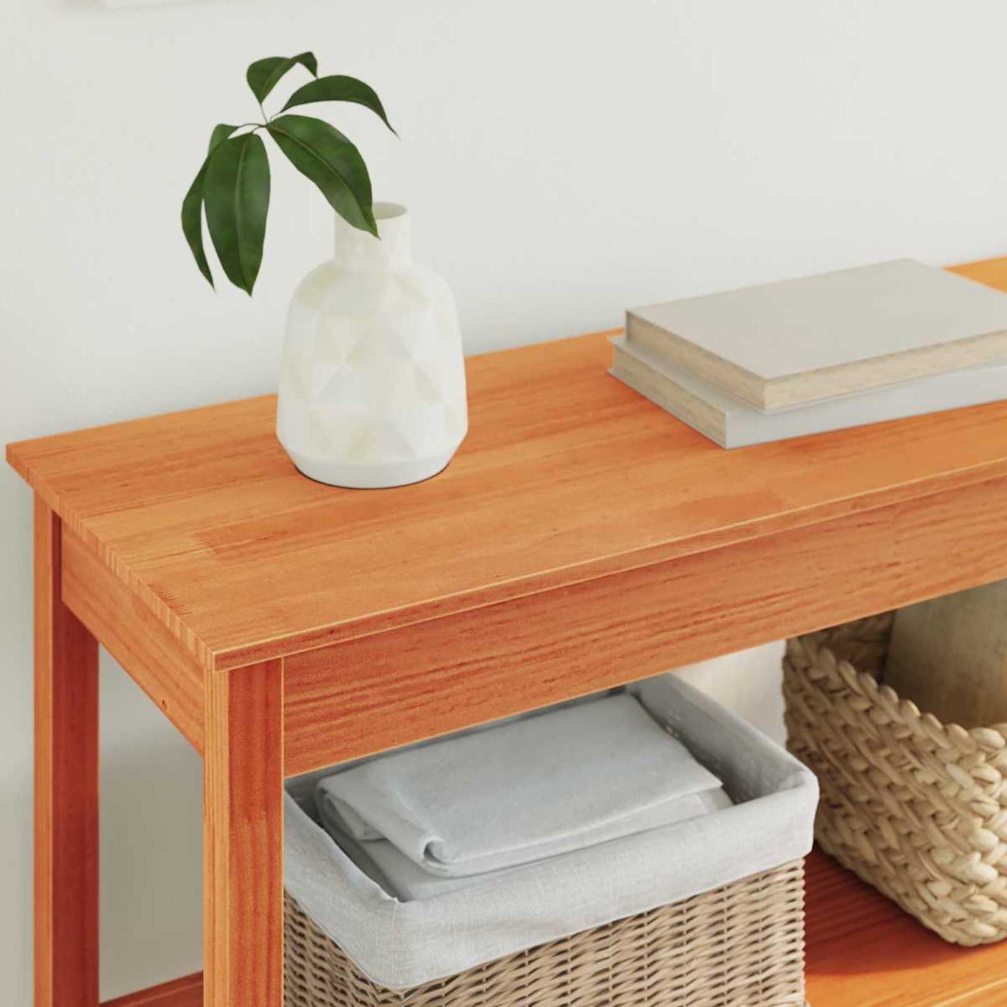 vidaXL Τραπέζι κονσόλας Κερωμένο καφέ 110 x 40 x 75 cm Στερεό πεύκο