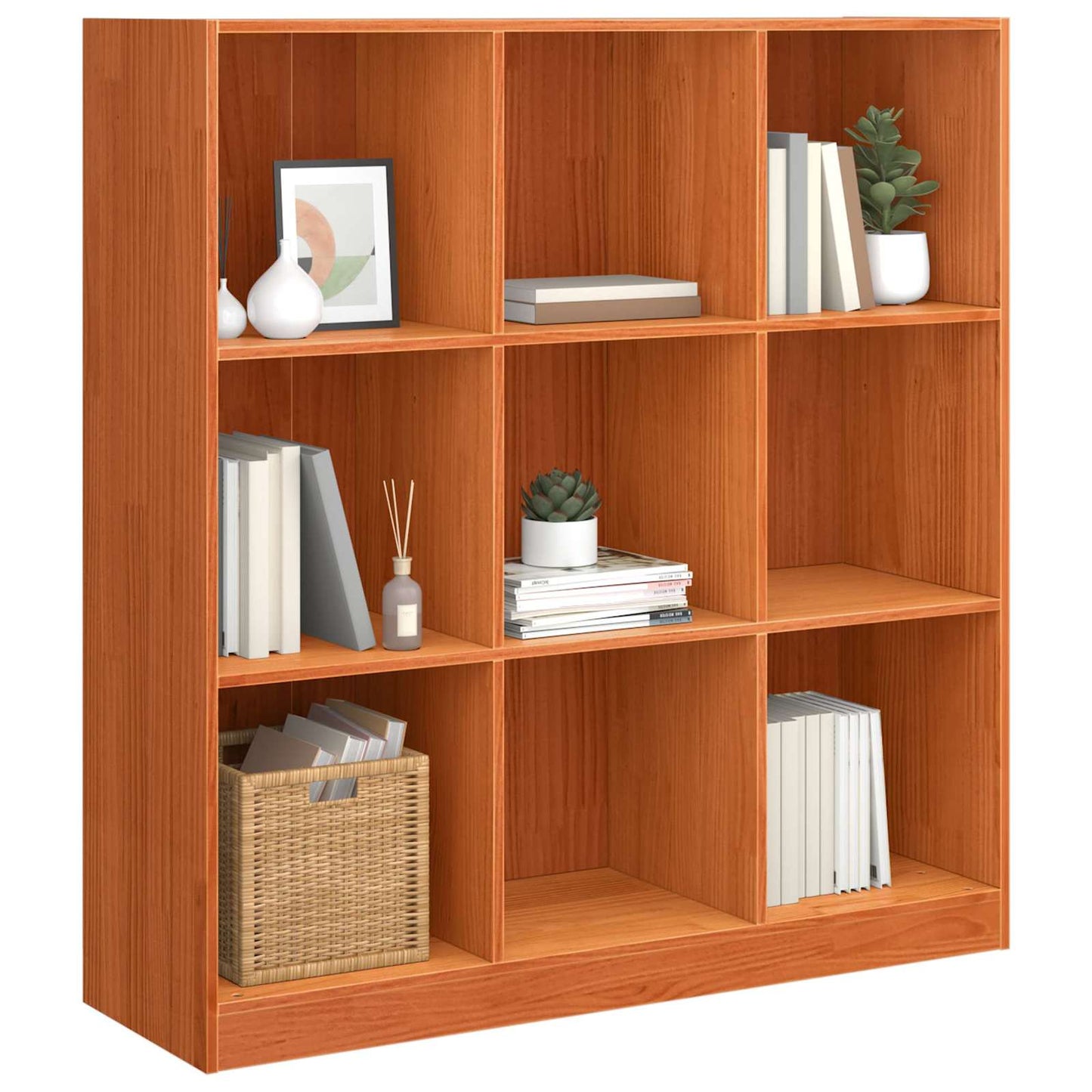 vidaXL Βιβλιοθήκη Κερωτό καφέ 104 x 33 x 110 εκ. Στερεά ξυλεία πεύκου