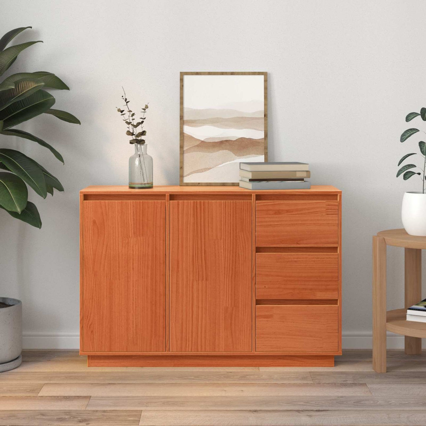 vidaXL Πλαϊνό γραφείο Καφέ δρυς 111 x 34 x 75 εκ. Στερεά ξυλεία πεύκου