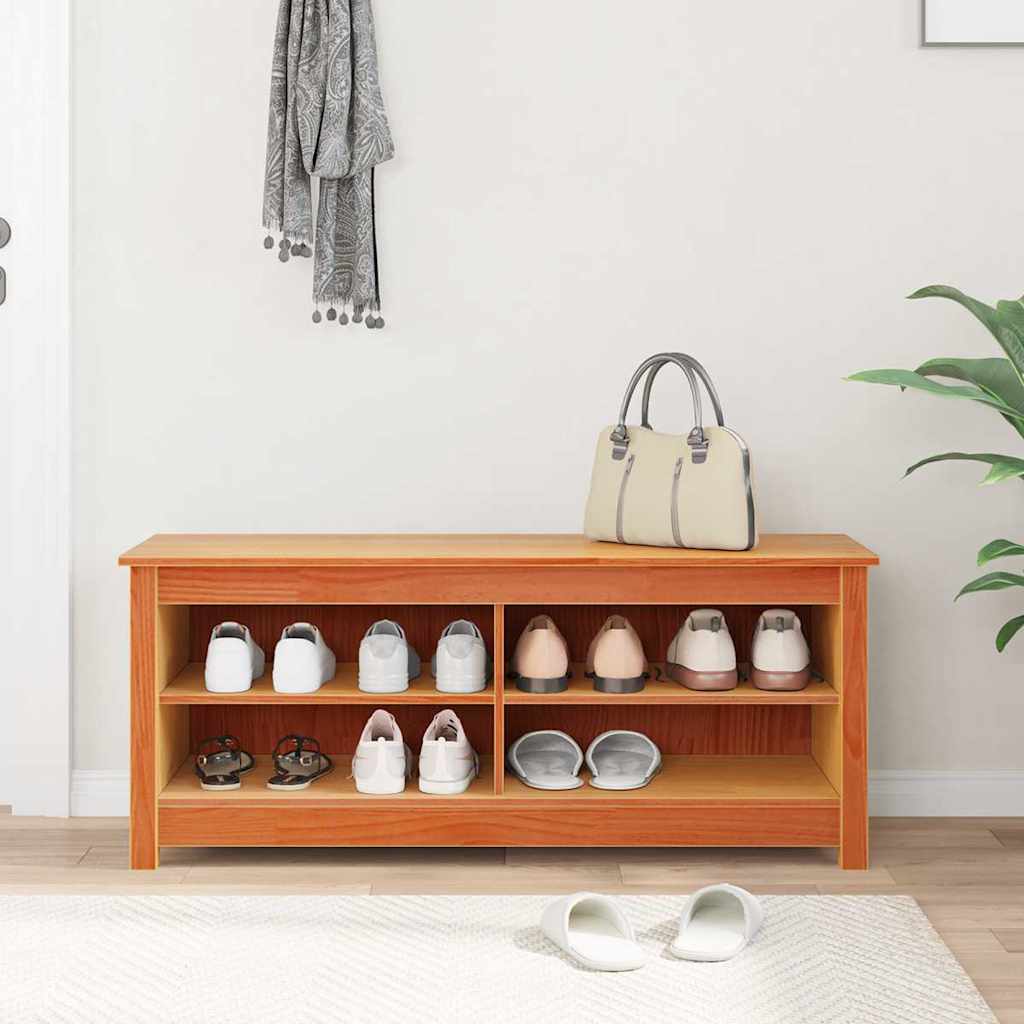 vidaXL Πάγκος για παπούτσια με ράφι Καφέ κεριού 110 x 38 x 45.5 εκ