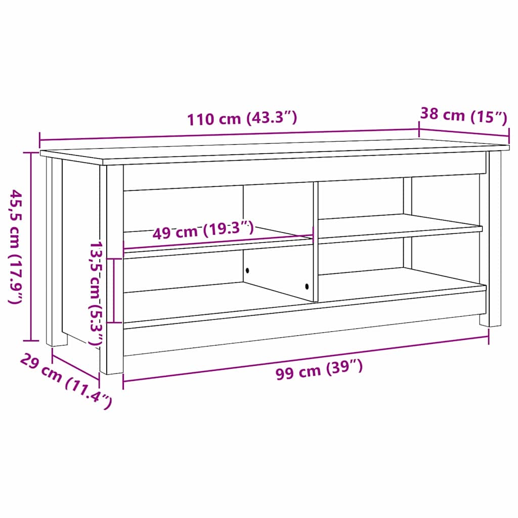 vidaXL Πάγκος για παπούτσια με ράφι Καφέ κεριού 110 x 38 x 45.5 εκ
