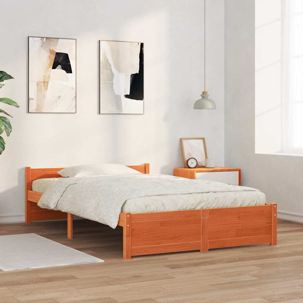 vidaXL Σκελετός Κρεβατιού Κερωτό καφέ 195,5 x 125,5 x 51 εκ.