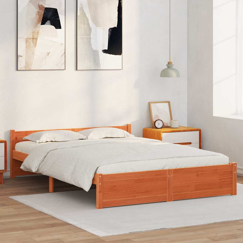 vidaXL Σκελετός Κρεβατιού Κερωτό καφέ 205,5 x 155,5 x 51 εκ.