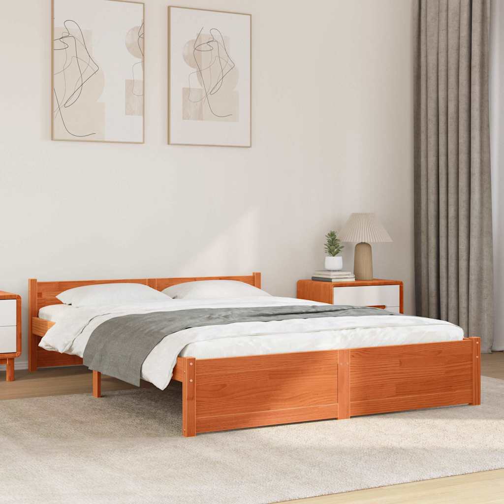 vidaXL Σκελετός Κρεβατιού Κερωτό καφέ 205,5 x 165,5 x 51 εκ.
