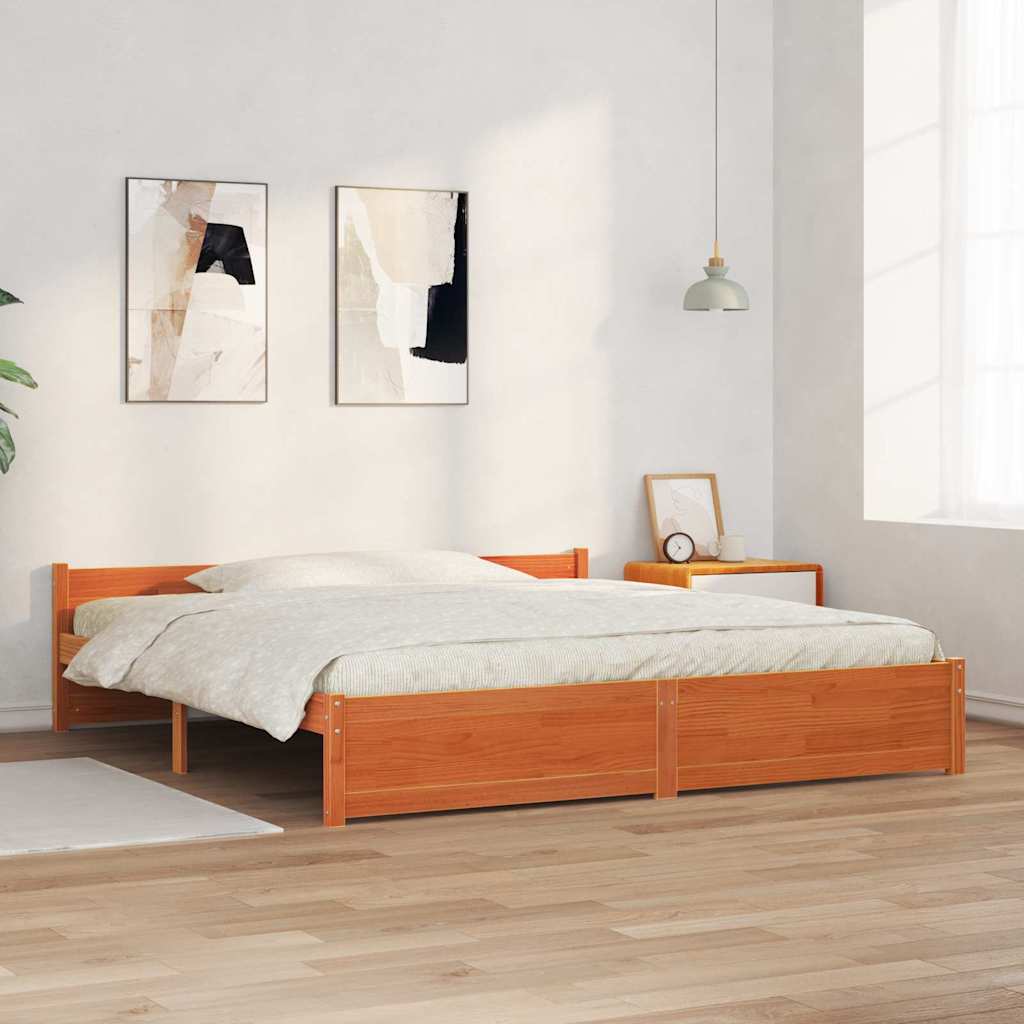 vidaXL Σκελετός Κρεβατιού Κερωτό καφέ 205,5 x 185,5 x 51 εκ.