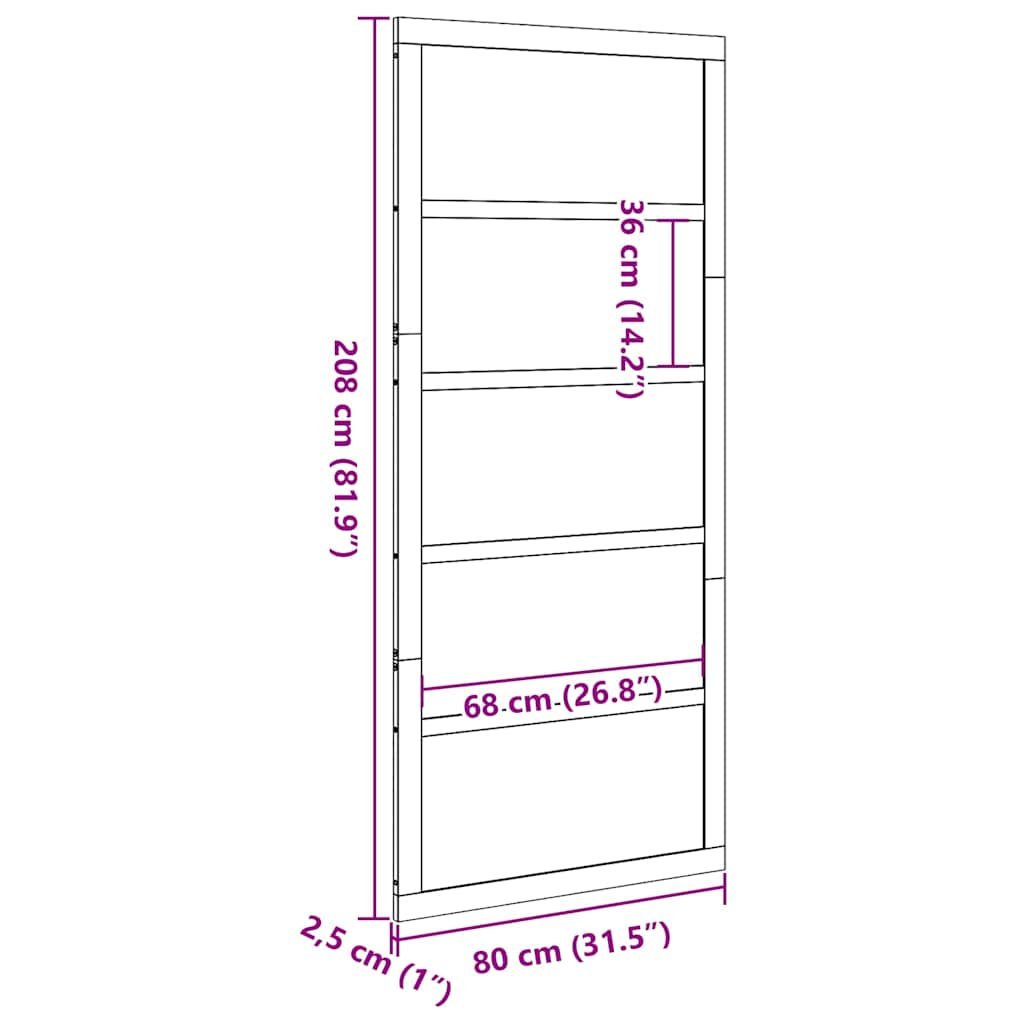 vidaXL Σαμαρίνα Λευκό 80 x 208 εκ. Μασίφ ξύλο πεύκου