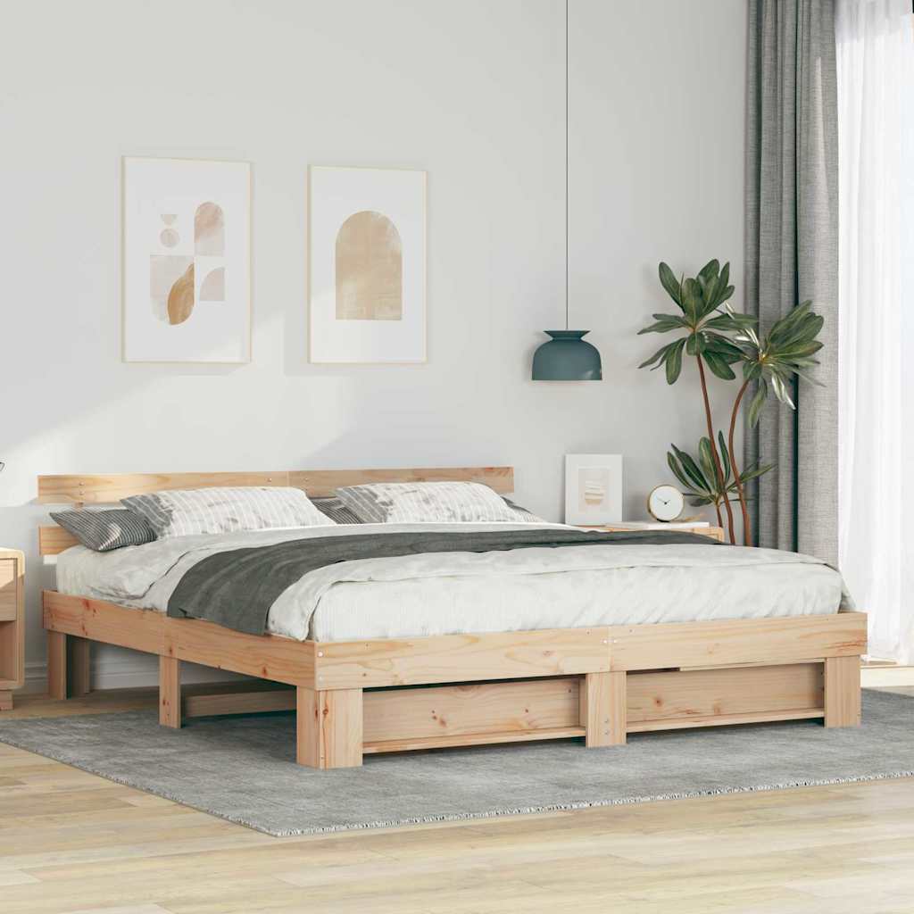 vidaXL Σκελετός Κρεβατιού Καφέ 200 x 200 cm Στερεά ξυλεία πεύκου