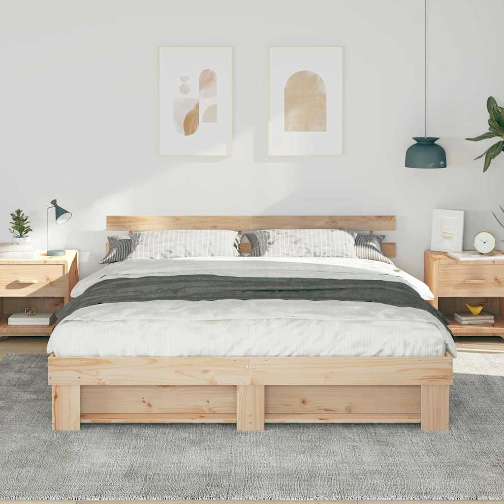 vidaXL Σκελετός Κρεβατιού Καφέ 180 x 200 cm Στερεά ξυλεία πεύκου