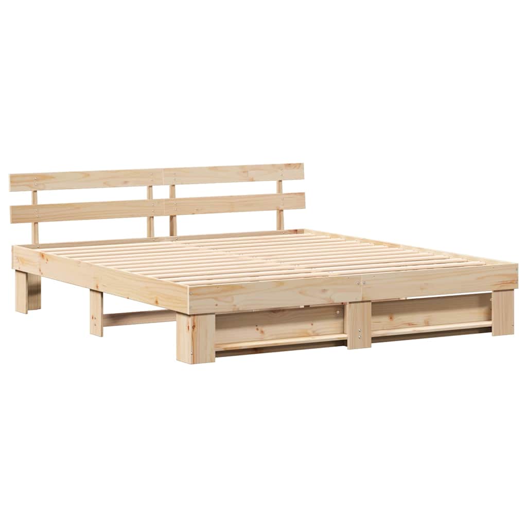 vidaXL Σκελετός Κρεβατιού Καφέ 180 x 200 cm Στερεά ξυλεία πεύκου