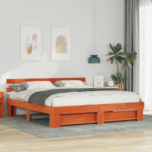 vidaXL Σκελετός Κρεβατιού Καφέ 180 x 200 cm Στερεά ξυλεία πεύκου