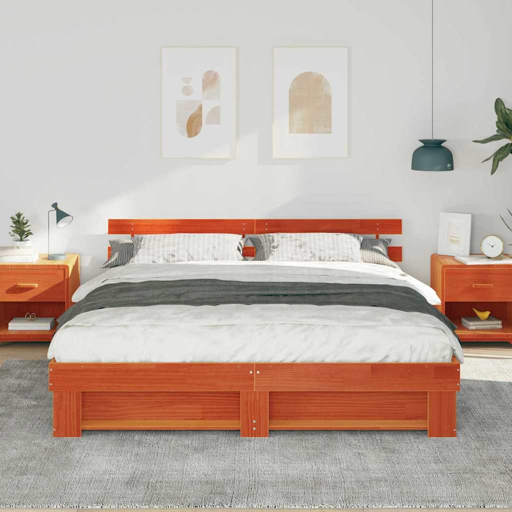 vidaXL Σκελετός Κρεβατιού Καφέ 180 x 200 cm Στερεά ξυλεία πεύκου