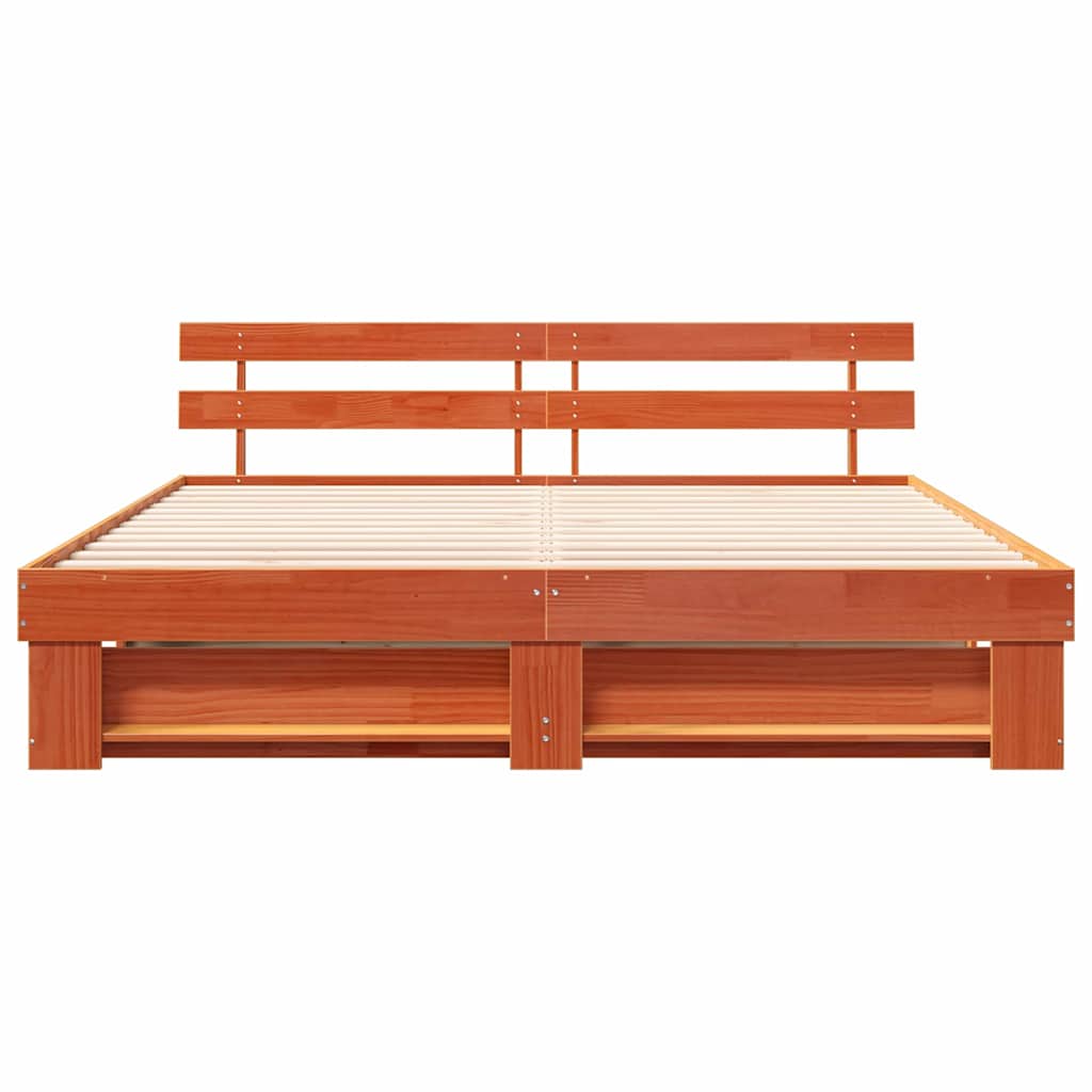 vidaXL Σκελετός Κρεβατιού Καφέ 180 x 200 cm Στερεά ξυλεία πεύκου