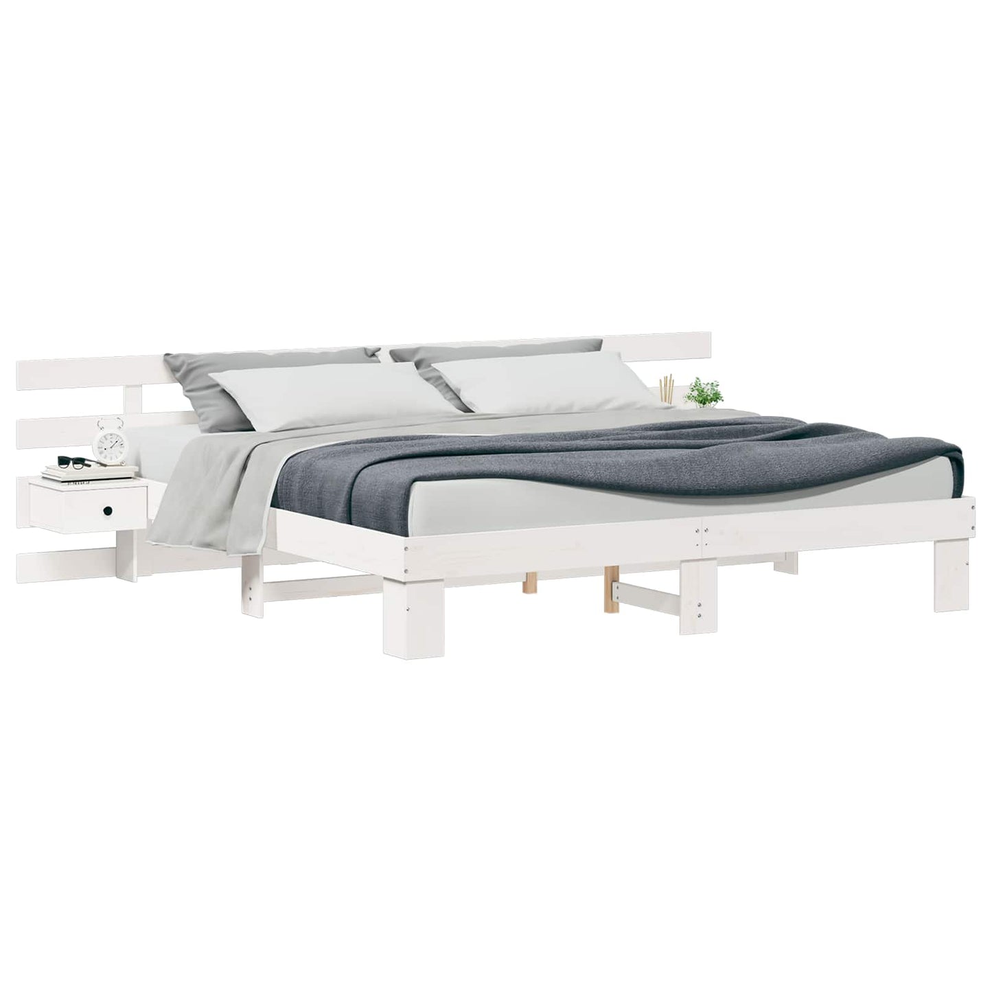 vidaXL Σκελετός Κρεβατιού Λευκό 200 x 200 cm Στερεά ξυλεία πεύκου