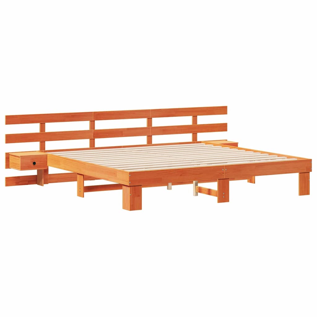 vidaXL Σκελετός Κρεβατιού Καφέ 200 x 200 cm Στερεά ξυλεία πεύκου