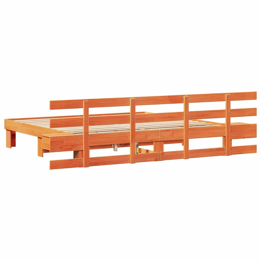 vidaXL Σκελετός Κρεβατιού Καφέ 200 x 200 cm Στερεά ξυλεία πεύκου