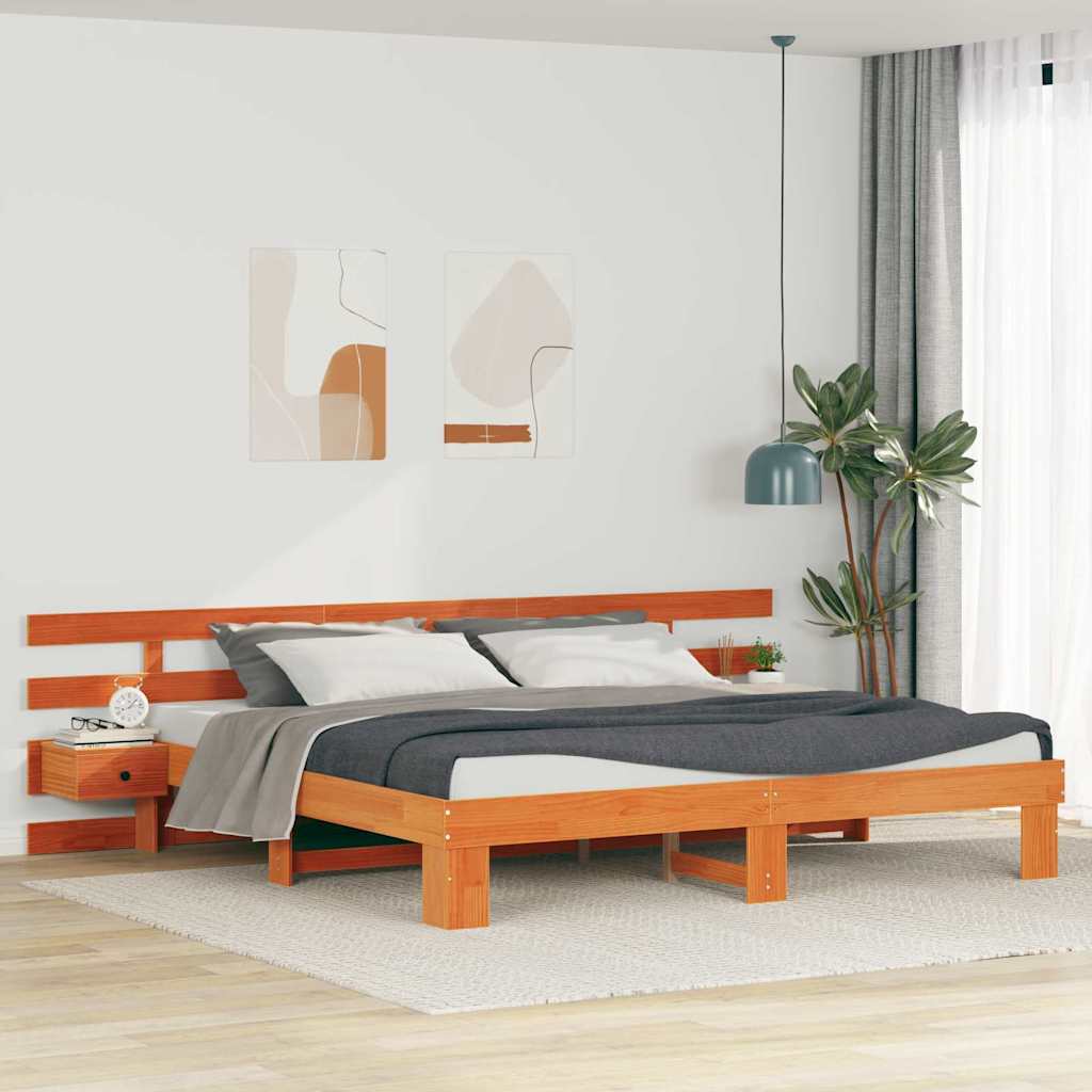 vidaXL Σκελετός Κρεβατιού Καφέ 180 x 200 cm Στερεά ξυλεία πεύκου