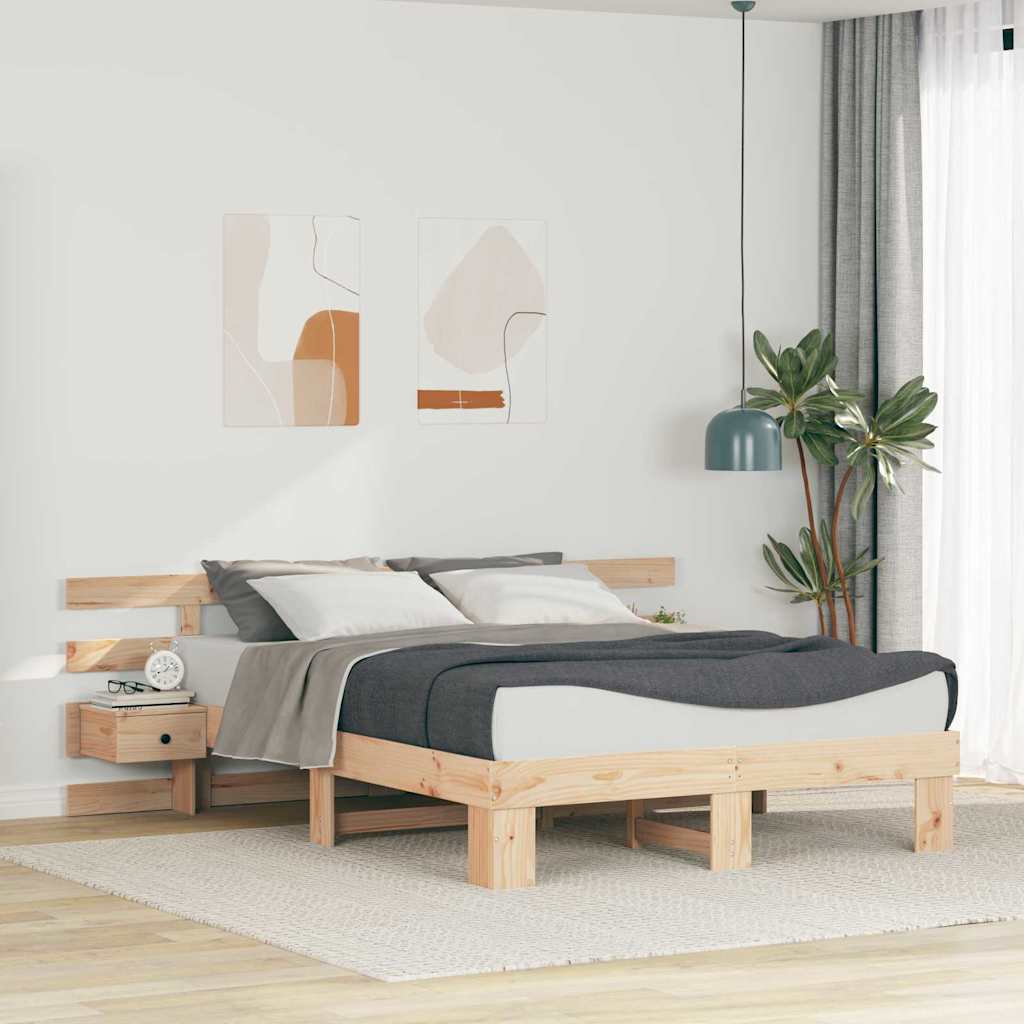 vidaXL Σκελετός Κρεβατιού Καφέ 160 x 200 cm Στερεά ξυλεία πεύκου