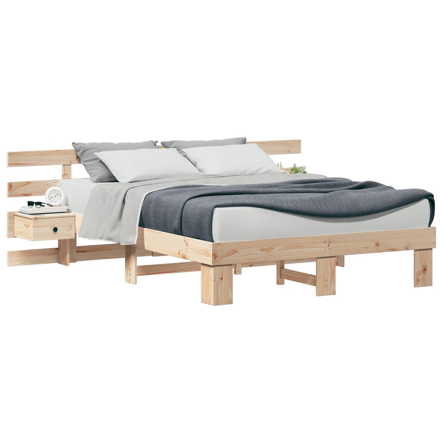 vidaXL Σκελετός Κρεβατιού Καφέ 160 x 200 cm Στερεά ξυλεία πεύκου