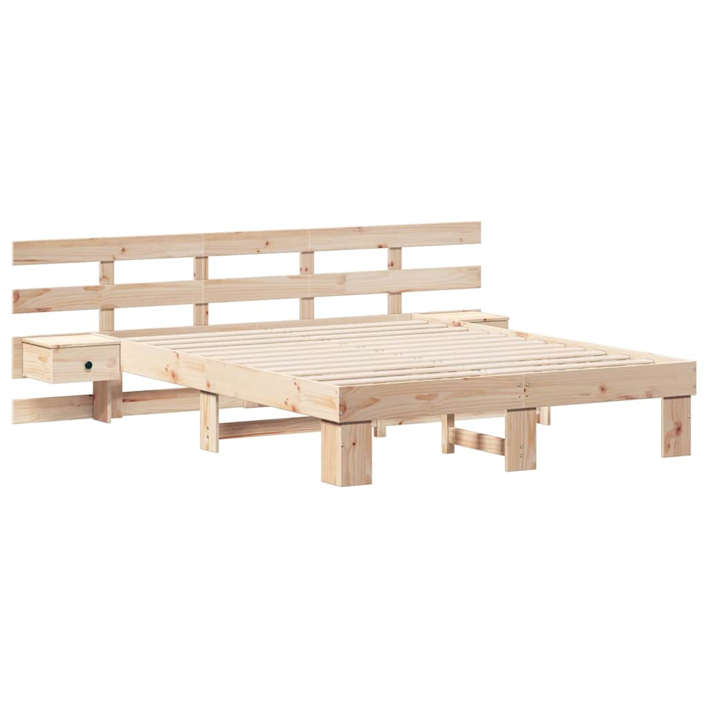 vidaXL Σκελετός Κρεβατιού Καφέ 160 x 200 cm Στερεά ξυλεία πεύκου