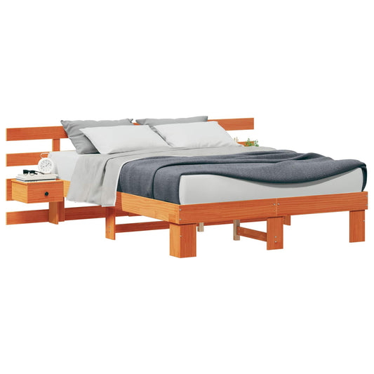 vidaXL Σκελετός Κρεβατιού Καφέ 160 x 200 cm Στερεά ξυλεία πεύκου