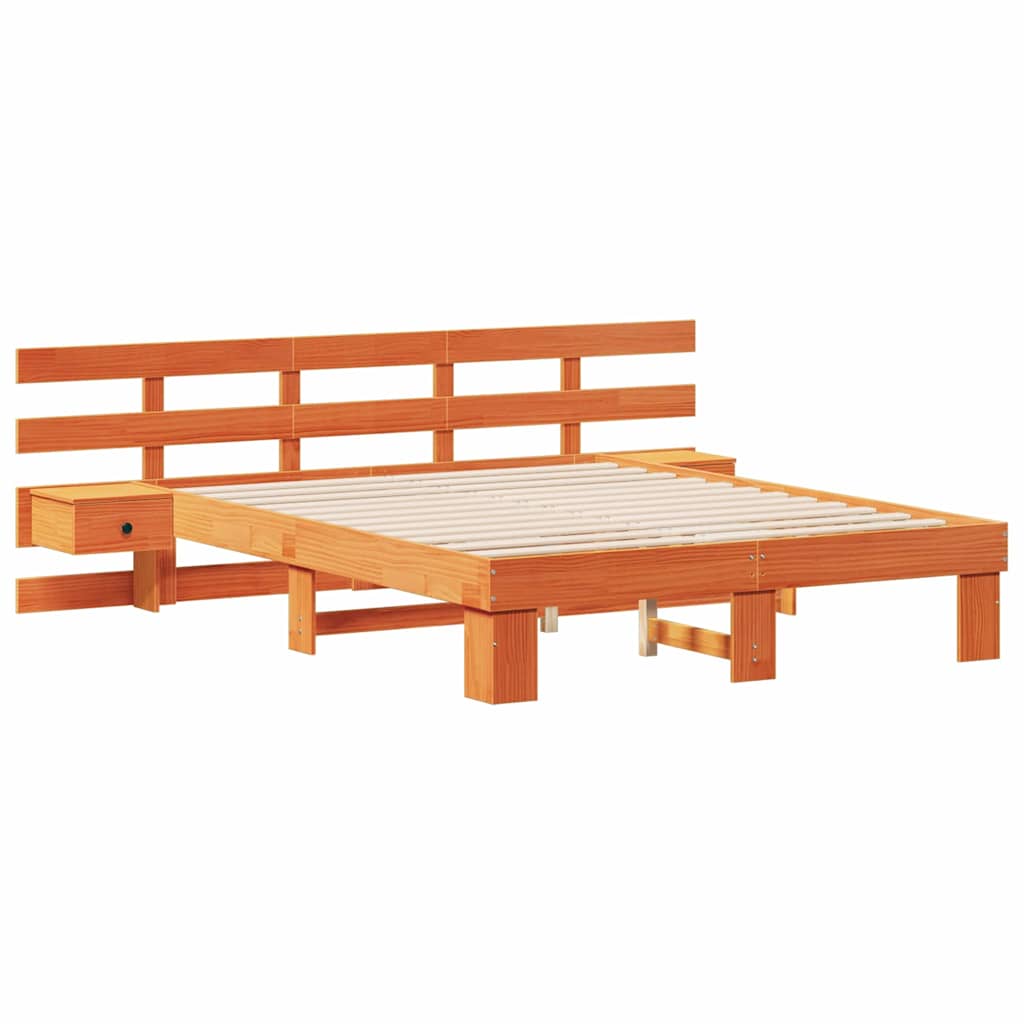 vidaXL Σκελετός Κρεβατιού Καφέ 160 x 200 cm Στερεά ξυλεία πεύκου