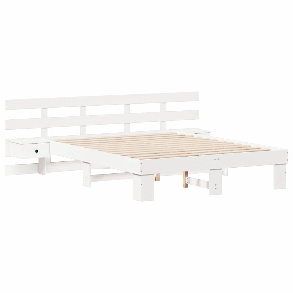 vidaXL Σκελετός Κρεβατιού Λευκό 150 x 200 cm Στερεά ξυλεία πεύκου