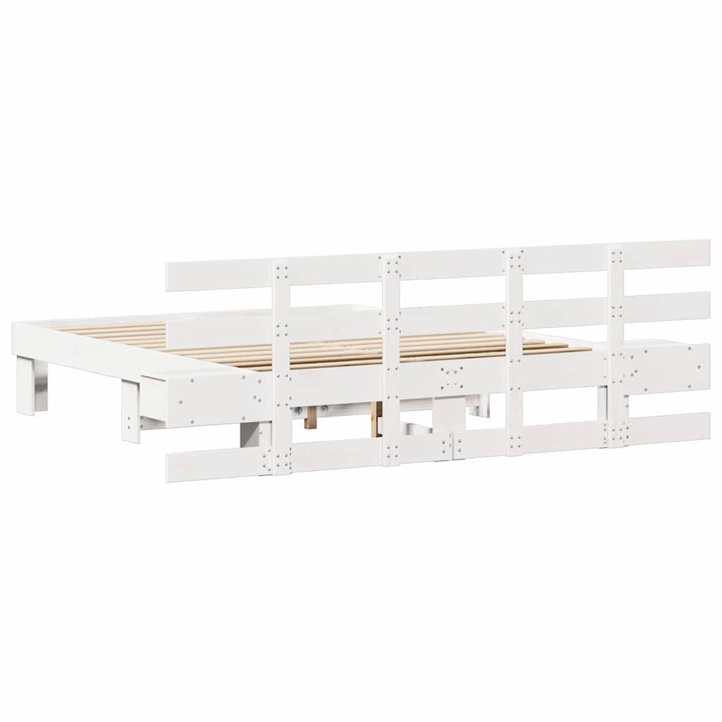 vidaXL Σκελετός Κρεβατιού Λευκό 150 x 200 cm Στερεά ξυλεία πεύκου