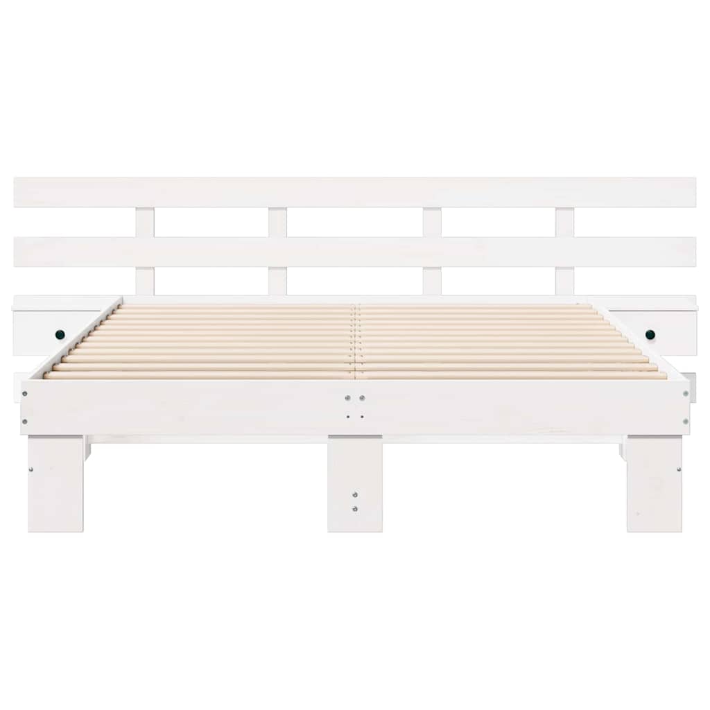 vidaXL Σκελετός Κρεβατιού Λευκό 150 x 200 cm Στερεά ξυλεία πεύκου