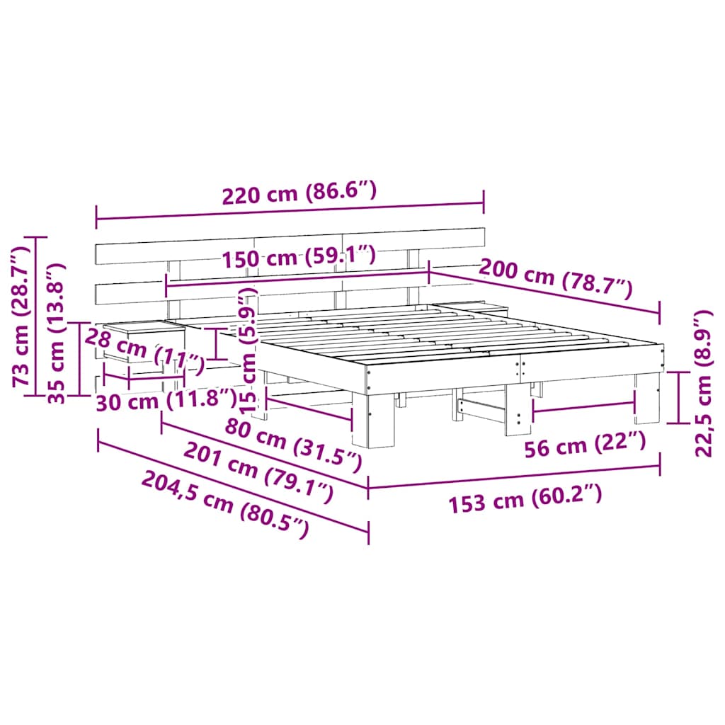 vidaXL Σκελετός Κρεβατιού Λευκό 150 x 200 cm Στερεά ξυλεία πεύκου