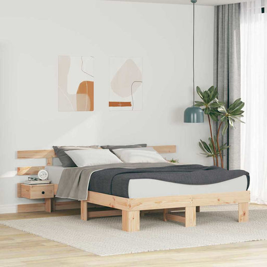 vidaXL Σκελετός Κρεβατιού Καφέ 140 x 200 cm Στερεά ξυλεία πεύκου