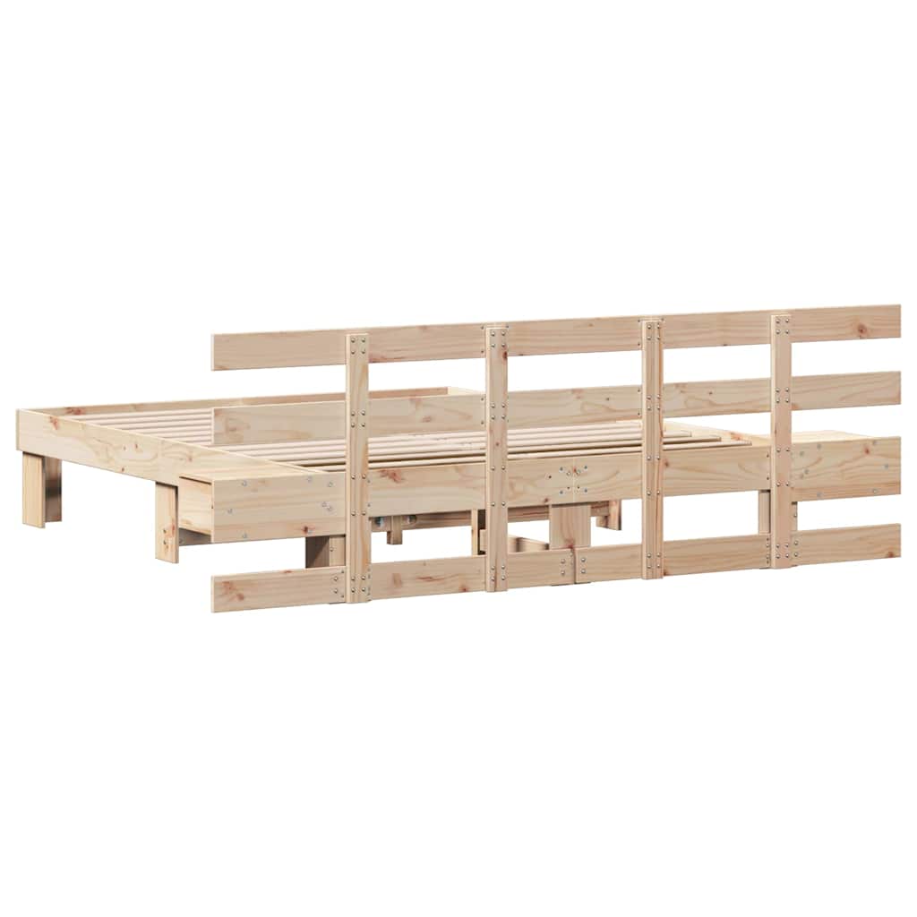 vidaXL Σκελετός Κρεβατιού Καφέ 140 x 200 cm Στερεά ξυλεία πεύκου