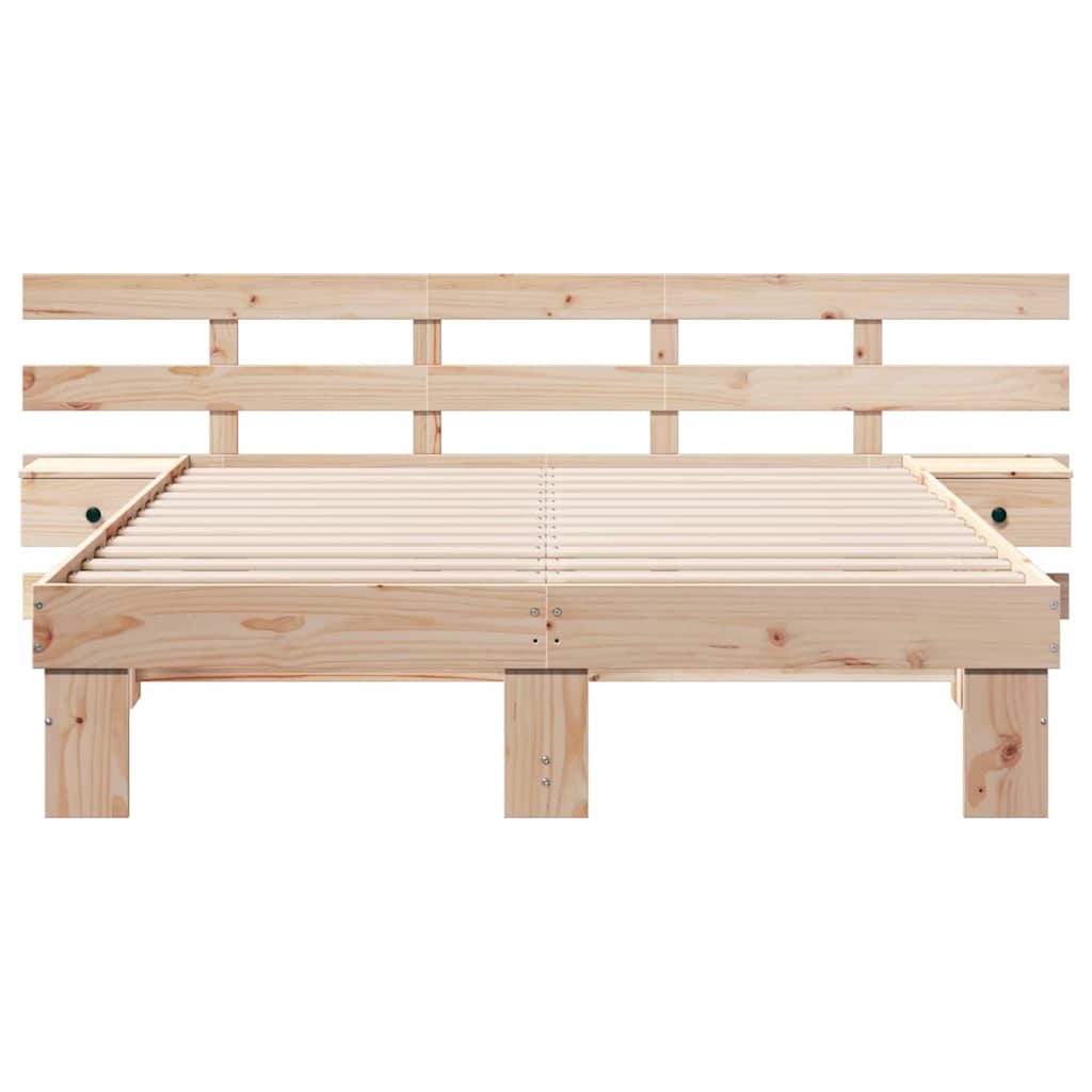 vidaXL Σκελετός Κρεβατιού Καφέ 140 x 200 cm Στερεά ξυλεία πεύκου