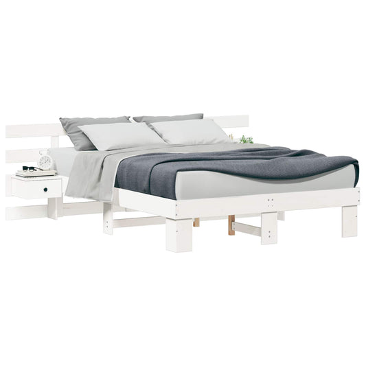 vidaXL Σκελετός Κρεβατιού Λευκό 140 x 200 cm Στερεά ξυλεία πεύκου