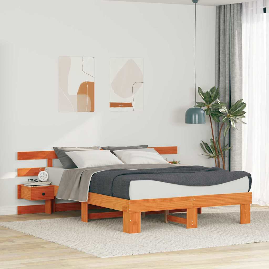 vidaXL Σκελετός Κρεβατιού Καφέ 140 x 200 cm Στερεά ξυλεία πεύκου
