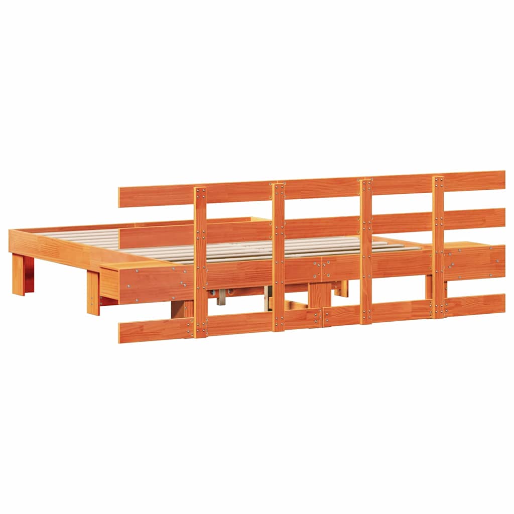 vidaXL Σκελετός Κρεβατιού Καφέ 140 x 200 cm Στερεά ξυλεία πεύκου