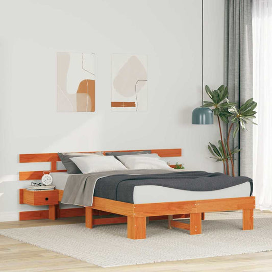 vidaXL Σκελετός Κρεβατιού Καφέ 120 x 200 cm Στερεά ξυλεία πεύκου