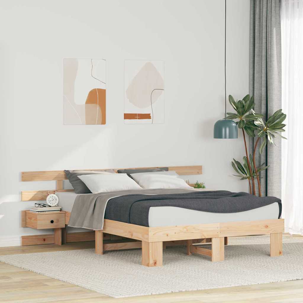 vidaXL Σκελετός Κρεβατιού Καφέ 140 x 190 cm Στερεά ξυλεία πεύκου