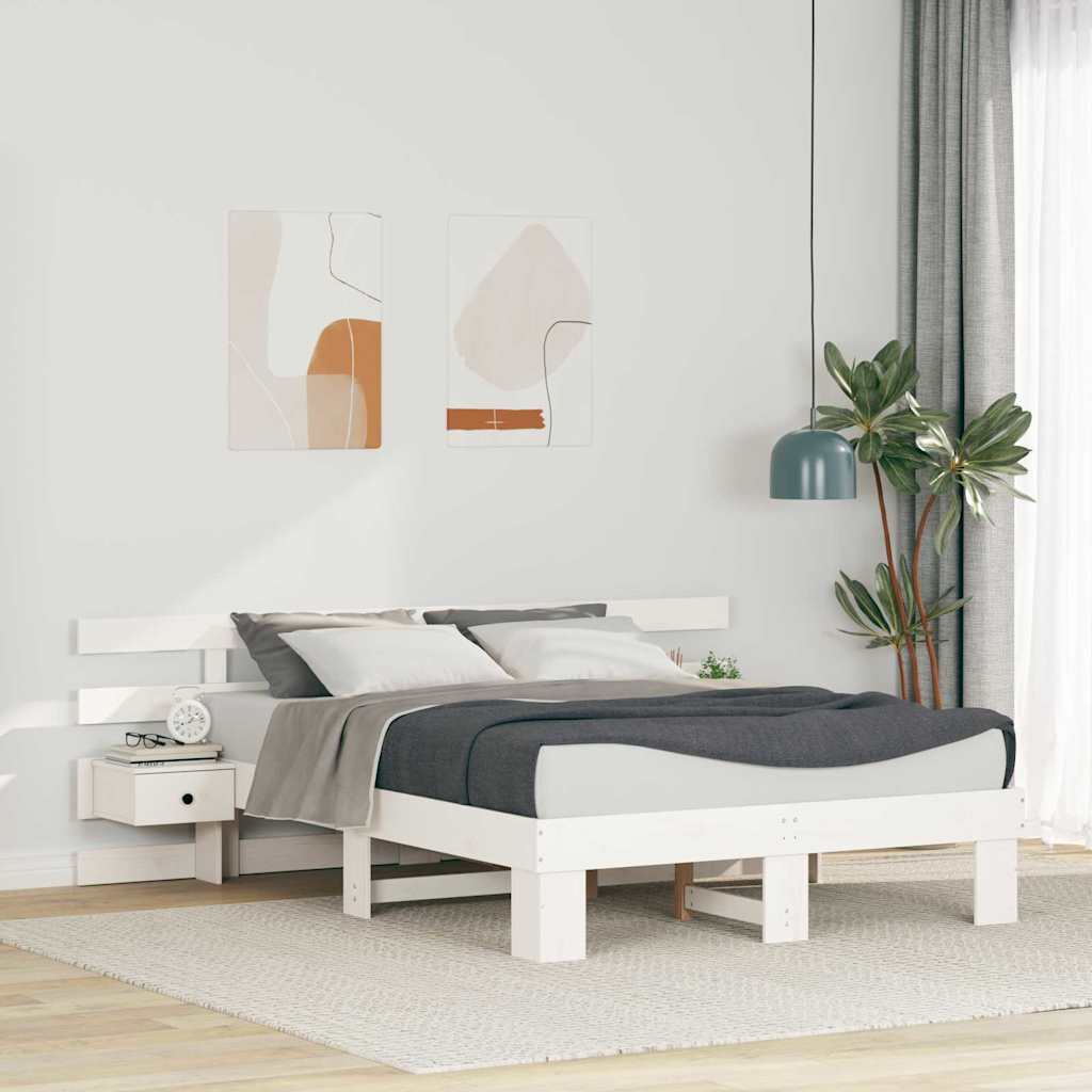 vidaXL Σκελετός Κρεβατιού Λευκό 140 x 190 cm Στερεά ξυλεία πεύκου