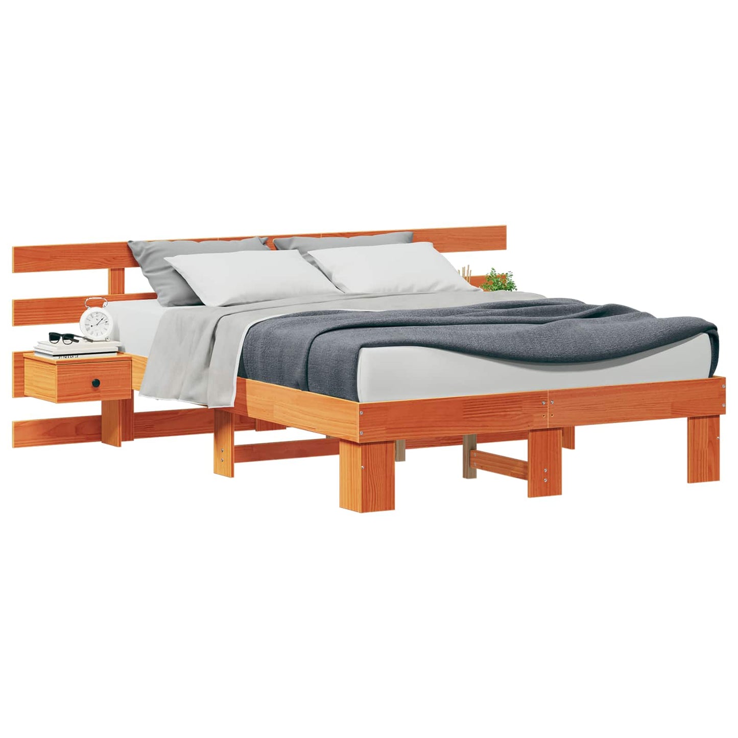 vidaXL Σκελετός Κρεβατιού Καφέ 140 x 190 cm Στερεά ξυλεία πεύκου