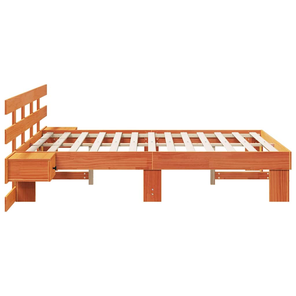 vidaXL Σκελετός Κρεβατιού Καφέ 140 x 190 cm Στερεά ξυλεία πεύκου