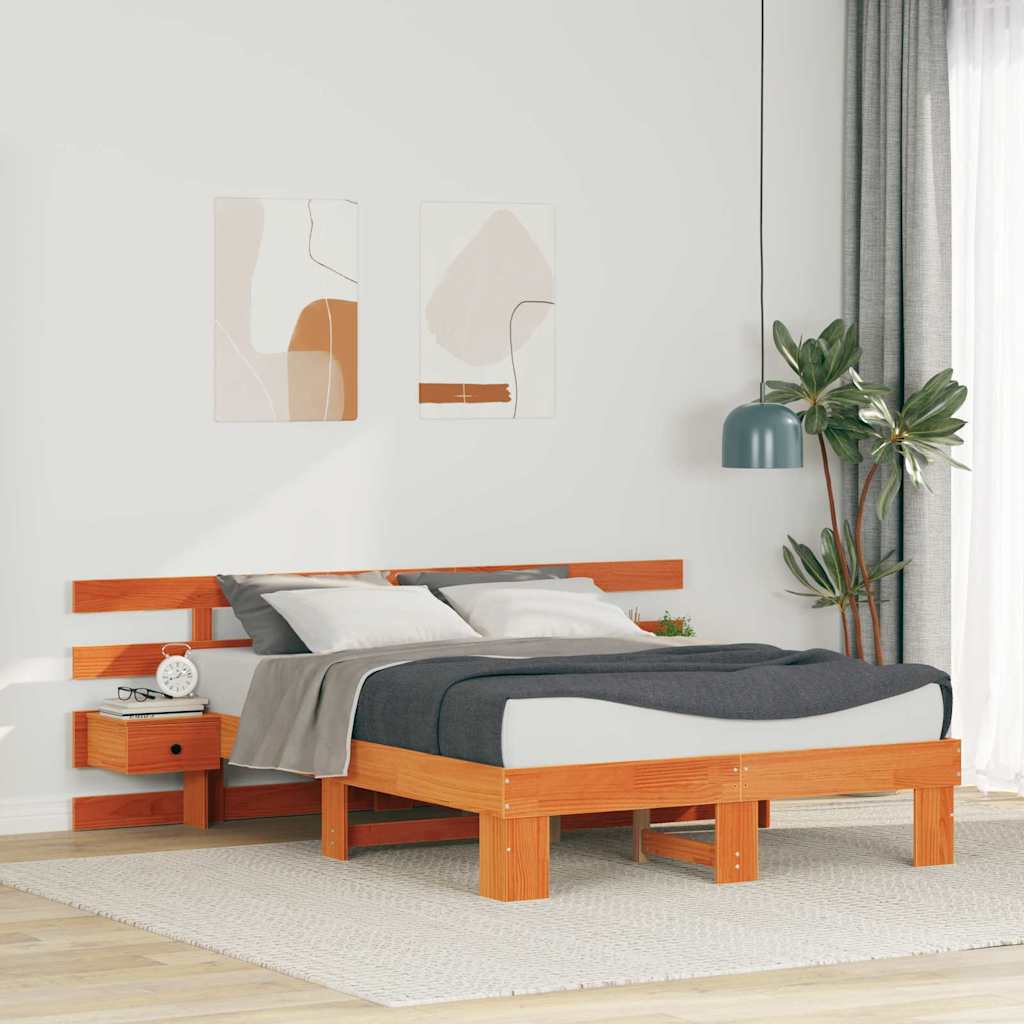 vidaXL Σκελετός Κρεβατιού Καφέ 120 x 190 cm Στερεά ξυλεία πεύκου