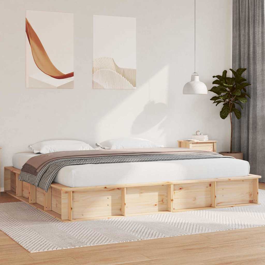 vidaXL Σκελετός Κρεβατιού Καφέ 200 x 200 cm Στερεά ξυλεία πεύκου