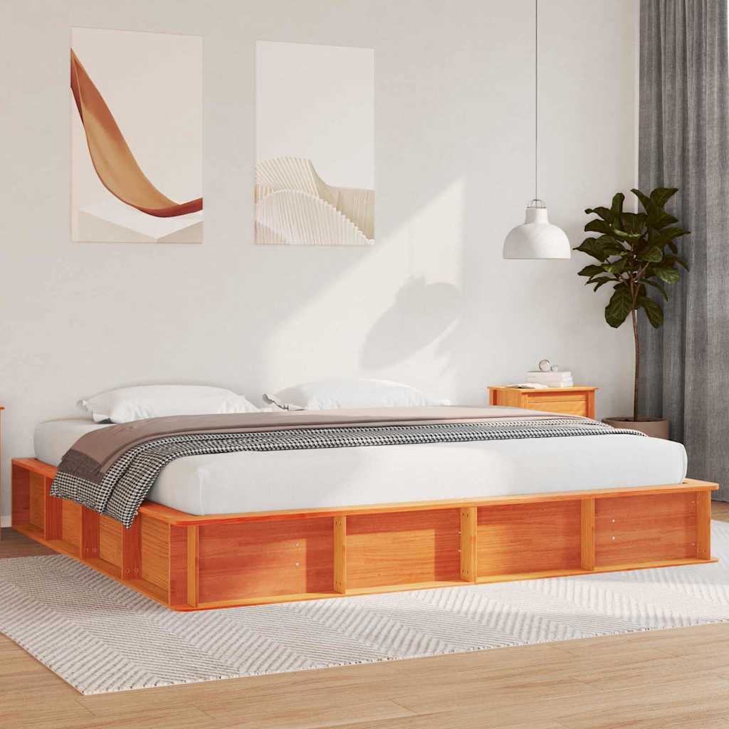 vidaXL Σκελετός Κρεβατιού Κερωτό καφέ 180 x 200 cm