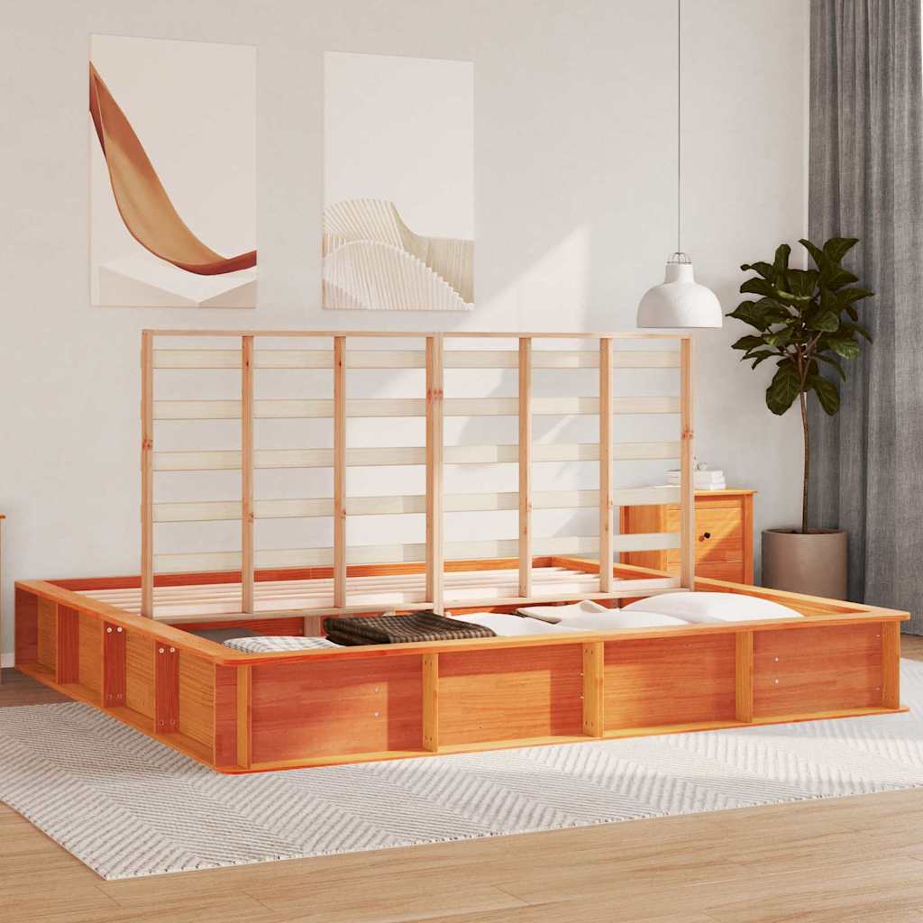 vidaXL Σκελετός Κρεβατιού Κερωτό καφέ 180 x 200 cm