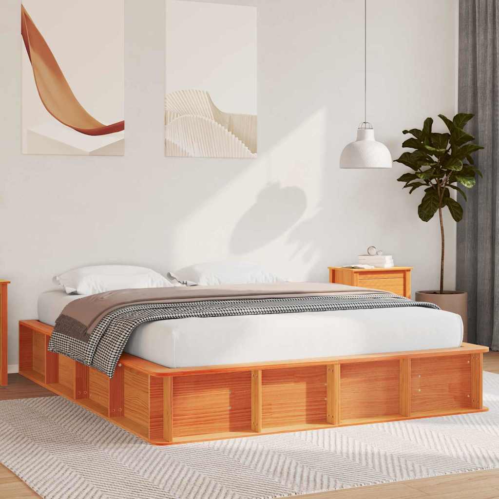 vidaXL Σκελετός Κρεβατιού Κερωτό καφέ 160 x 200 cm