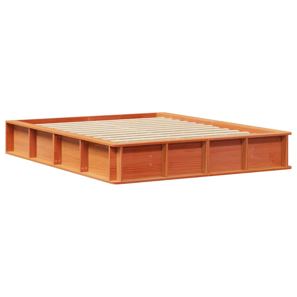 vidaXL Σκελετός Κρεβατιού Κερωτό καφέ 150 x 200 cm