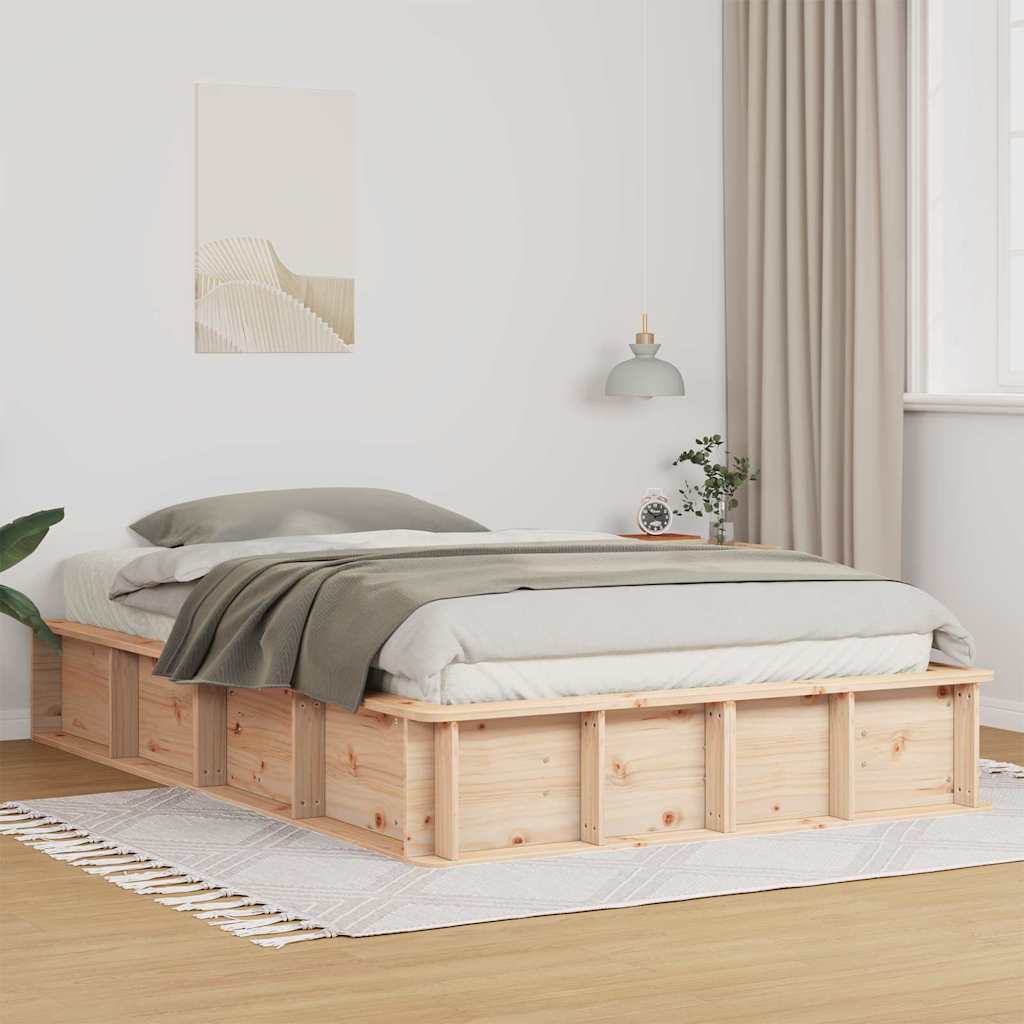 vidaXL Σκελετός Κρεβατιού Καφέ 140 x 190 cm Στερεά ξυλεία πεύκου